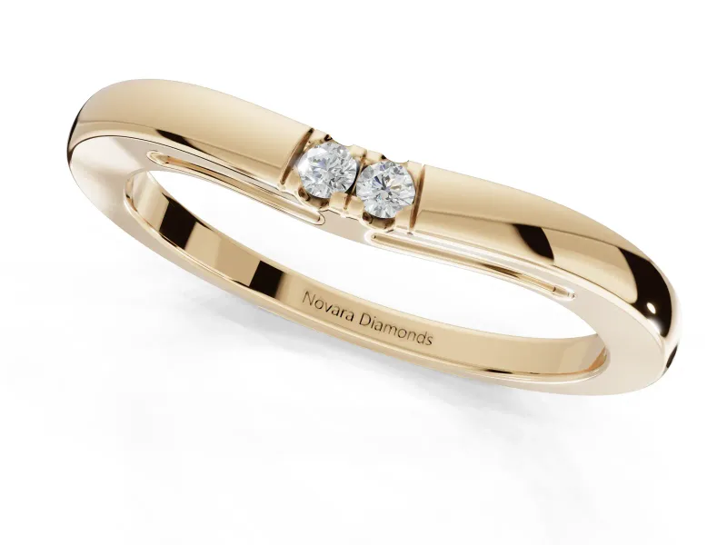 Round Lab-Grown Diamond Toi et Moi Curved Wedding Band | Side Slot Cut-Outs | Yellow Gold
