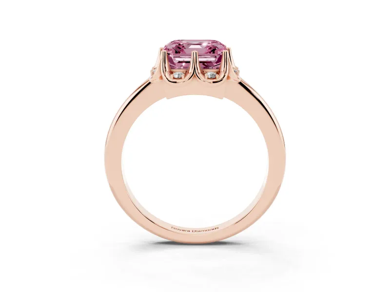 Asscher Cut Petal Halo Engagement Ring Setting for a Fancy Pink Lab-Grown Diamond | Rose Gold