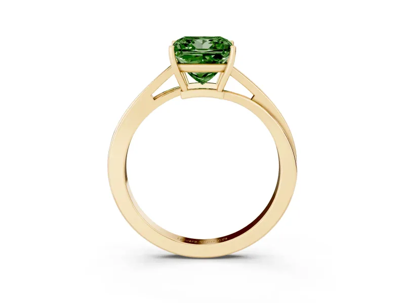 Princess Cut Bypass Solitaire Engagement Ring Setting for a Fancy Green Lab-Grown Diamond | Yellow Gold