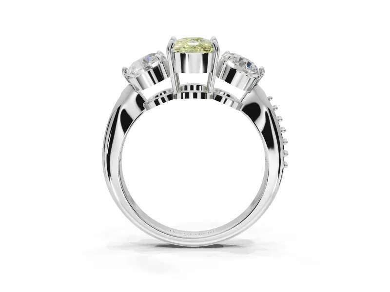 Cushion Cut Engagement Ring Setting for a Fancy Yellow Lab-Grown Diamond | Sterling Silver - Design NV-24901