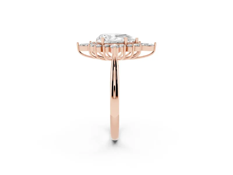 Pear-Shaped Cluster Halo Engagement Ring Setting | Rose Gold