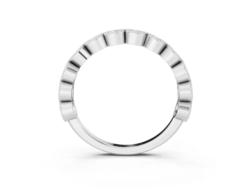 Marquise Diamond Eternity Band Set in White gold with Milgrain Bezel Setting