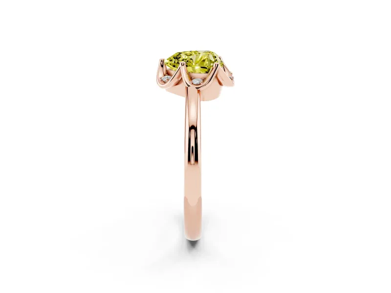Heart-Shaped Petal Halo Engagement Ring Setting for a Fancy Yellow Lab-Grown Diamond | Rose Gold