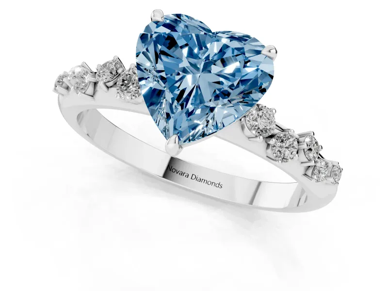 Heart-Shaped Graduated Solitaire Engagement Ring Setting for a Fancy Blue Lab-Grown Diamond | Platinum