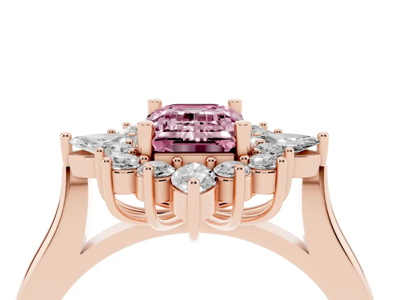 Emerald Cut Engagement Ring Setting for a Fancy Pink Lab-Grown Diamond | Rose Gold - Design NV-24790