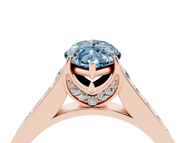 Marquise Graduated Pavé Engagement Ring Setting for a Fancy Blue Lab-Grown Diamond | Rose Gold