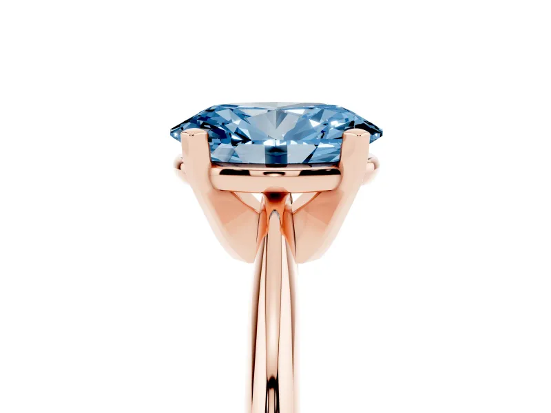 Oval Solitaire Engagement Ring Setting for a Fancy Blue Lab-Grown Diamond | Rose Gold