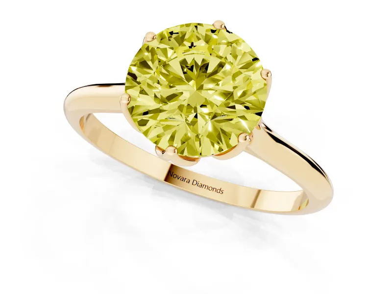Round Cathedral Solitaire Engagement Ring Setting for a Fancy Yellow Lab-Grown Diamond | Tulip Gallery | Yellow Gold