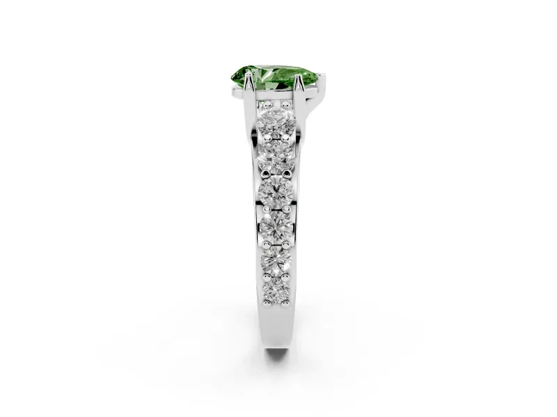 Pear-Shaped Engagement Ring Setting for a Fancy Green Lab-Grown Diamond | Sterling Silver - Design NV-24645