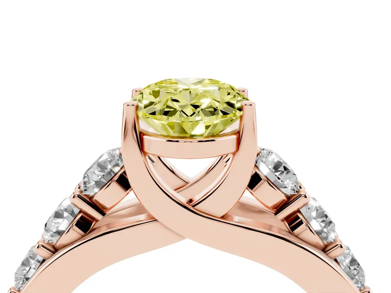 Oval Graduated Engagement Ring Setting for a Fancy Yellow Lab-Grown Diamond | Rose Gold