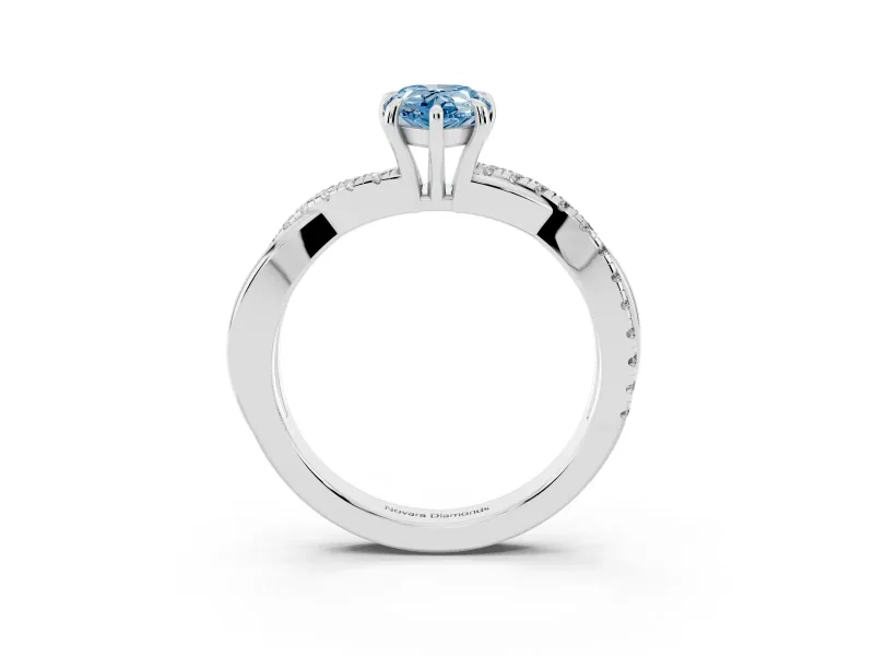 Pear-Shaped Crossover Engagement Ring Setting for a Fancy Blue Lab-Grown Diamond | Sterling Silver