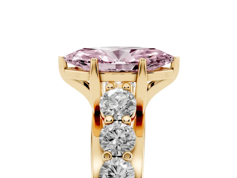Marquise Graduated Engagement Ring Setting for a Fancy Pink Lab-Grown Diamond | Yellow Gold