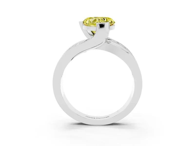 Heart-Shaped Graduated Bypass Engagement Ring Setting for a Fancy Yellow Lab-Grown Diamond | Split Shank | Platinum