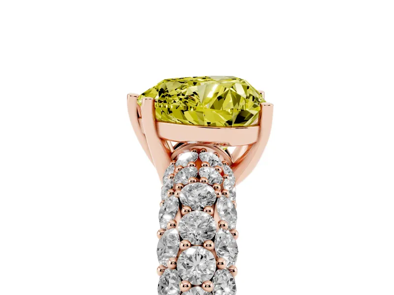 Heart-Shaped Multi Row Pave Engagement Ring Setting for a Fancy Yellow Lab-Grown Diamond | Rose Gold