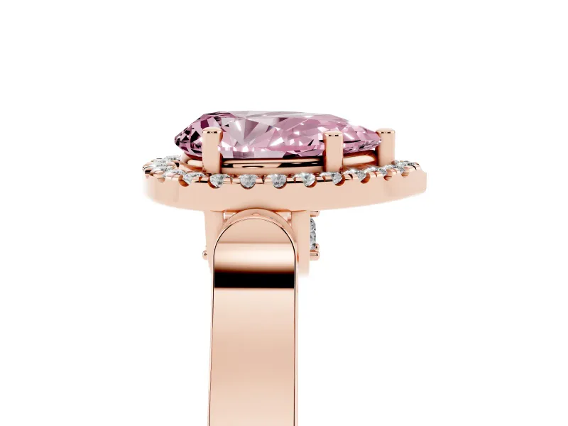 Pear-Shaped Halo Engagement Ring Setting for a Fancy Pink Lab-Grown Diamond | Pavé Panel Shoulders | Rose Gold