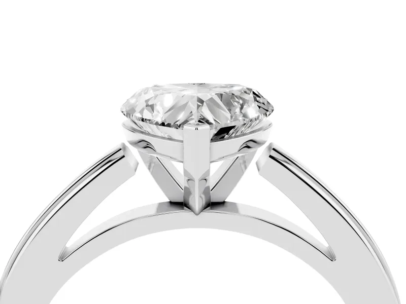 Heart Cut Diamond Solitaire Ring Set in Silver with Prong Setting and Classic Band