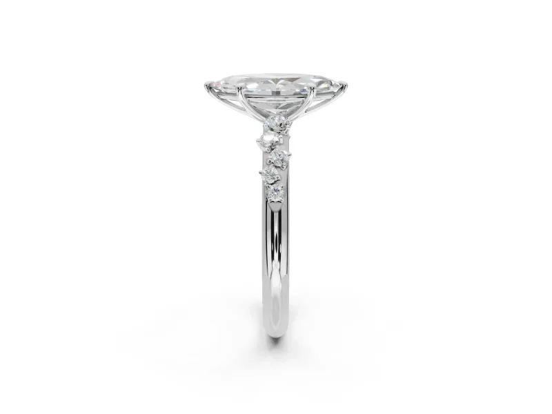 Marquise Solitaire Engagement Ring Setting | Graduated Scattered Accents | Platinum