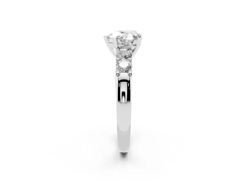 Heart-Shaped Five Stone Engagement Ring Setting | Prong-Set Side Stones | White Gold