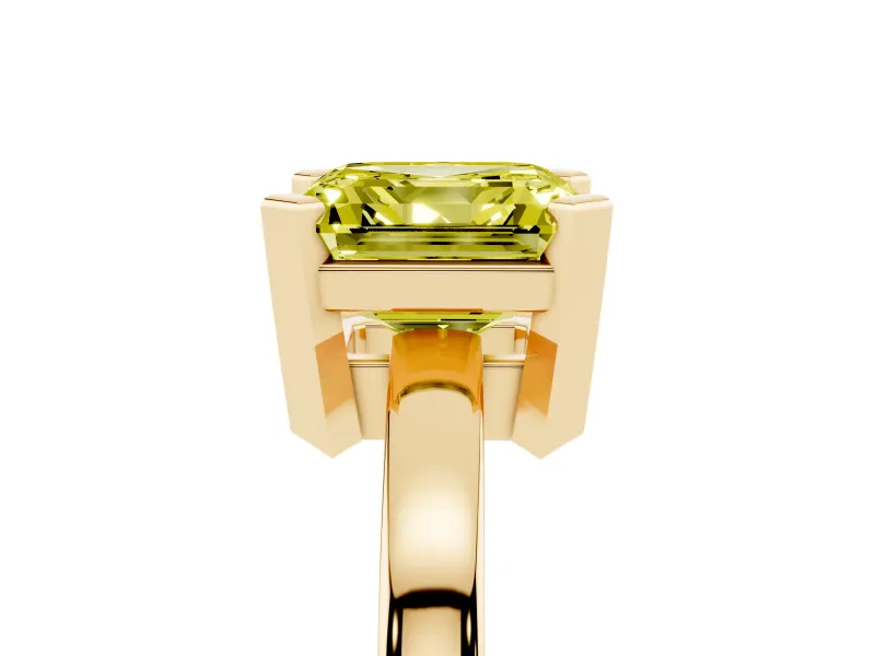 Asscher Cut Solitaire Engagement Ring Setting for a Fancy Yellow Lab-Grown Diamond | Flat Tab Prongs | Yellow Gold