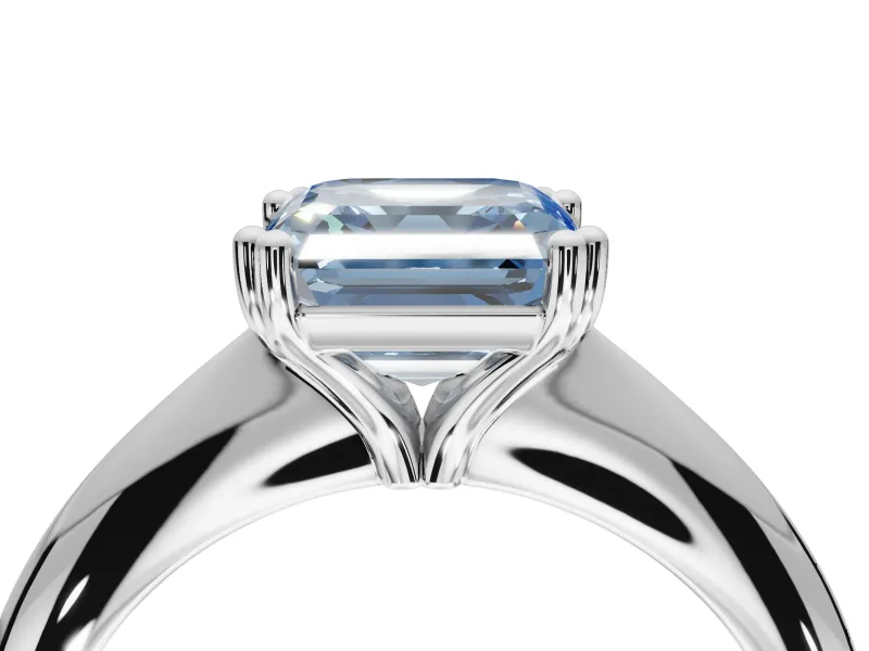 Princess Cut Tapered Solitaire Engagement Ring Setting for a Fancy Blue Lab-Grown Diamond | Sterling Silver