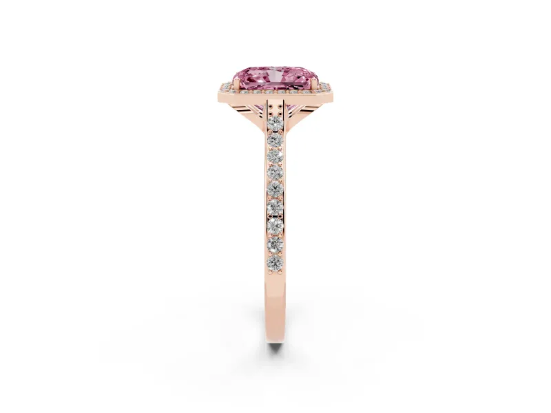 Radiant Cut Halo Engagement Ring Setting for a Fancy Pink Lab-Grown Diamond | Rose Gold - Design NV-24729