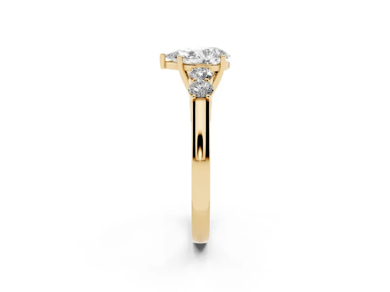Pear-Shaped Close Set Five Stone Engagement Ring Setting | Yellow Gold