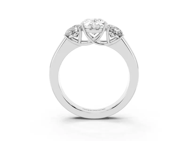 Oval Three Stone Engagement Ring Setting | Touching Side Stones | Platinum