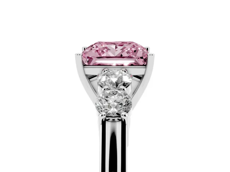 Princess Cut 5 Stone Engagement Ring Setting for a Fancy Pink Lab-Grown Diamond | White Gold