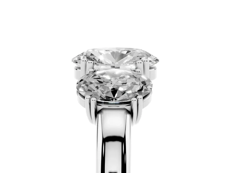 Oval Cut Diamond Three-Stone Ring Set in Silver with Polished Band and Prong Setting