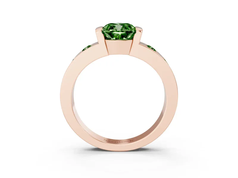 Cushion Cut Tension Style Engagement Ring Setting for a Fancy Green Lab-Grown Diamond | Rose Gold