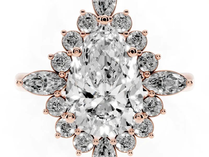 Pear-Shaped Cluster Halo Engagement Ring Setting | Rose Gold