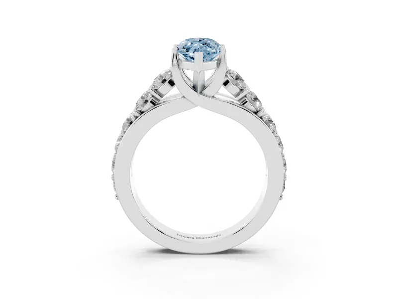 Marquise Graduated Engagement Ring Setting for a Fancy Blue Lab-Grown Diamond | White Gold