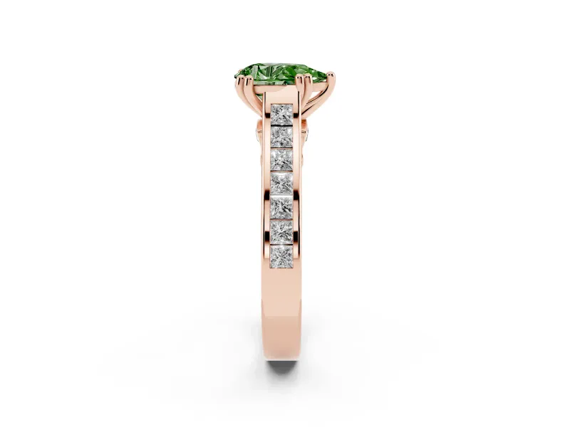 Pear-Shaped Channel Engagement Ring Setting for a Fancy Green Lab-Grown Diamond | Rose Gold - Design NV-24671