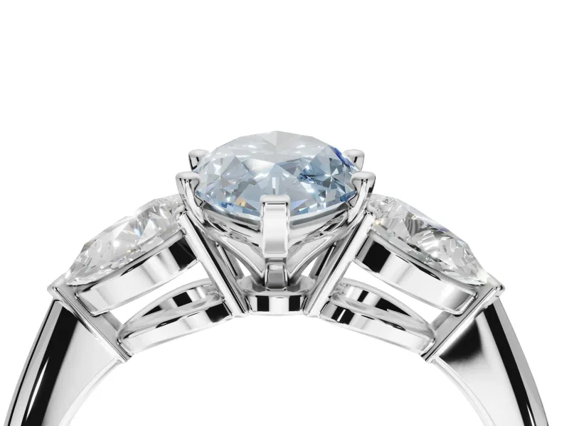 Marquise Three-Stone Ring Setting for a Fancy Blue Lab-Grown Diamond | Pear Side Stones | Platinum