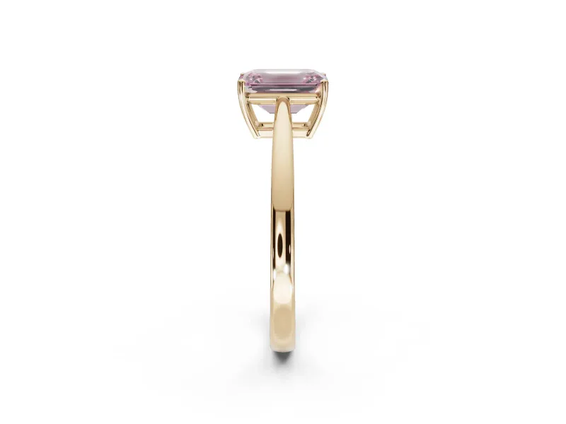 Emerald Cut Cathedral Engagement Ring Setting for a Fancy Pink Lab-Grown Diamond | Yellow Gold - Design NV-24626