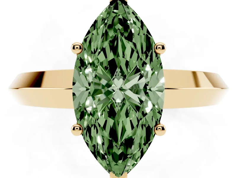 Marquise Knife-Edge Engagement Ring Setting for a Fancy Green Lab-Grown Diamond | Yellow Gold