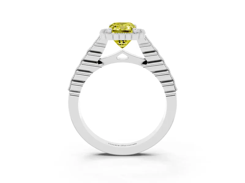 Radiant Cut Halo Engagement Ring Setting for a Fancy Yellow Lab-Grown Diamond | Sterling Silver - Design NV-24780