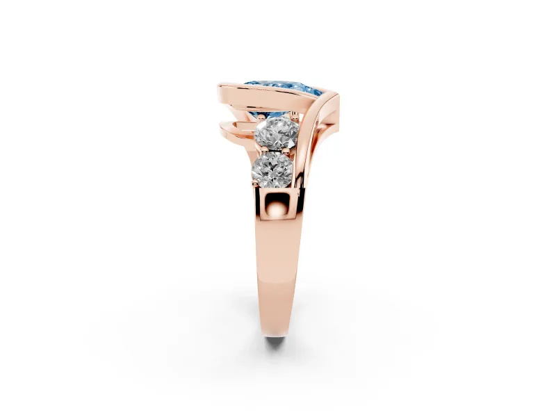 Pear-Shaped Bezel Bypass Engagement Ring Setting for a Fancy Blue Lab-Grown Diamond | Rose Gold