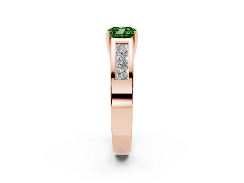 Cushion Cut Channel-Set Engagement Ring Setting for a Fancy Green Lab-Grown Diamond | Rose Gold