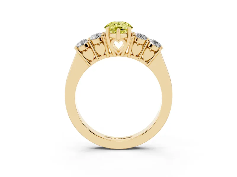 Pear-Shaped 5 Stone Engagement Ring Setting for a Fancy Yellow Lab-Grown Diamond | Yellow Gold