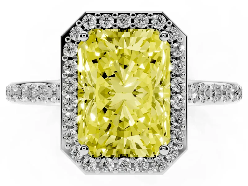 Radiant Cut Halo Engagement Ring Setting for a Fancy Yellow Lab-Grown Diamond | Sterling Silver - Design NV-24729