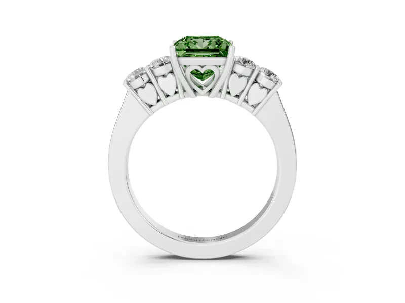Princess Cut 5 Stone Engagement Ring Setting for a Fancy Green Lab-Grown Diamond | Platinum