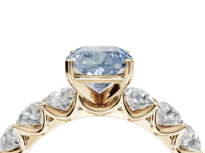 Cushion Cut Engagement Ring Setting for a Fancy Blue Lab-Grown Diamond | Yellow Gold - Design NV-24455