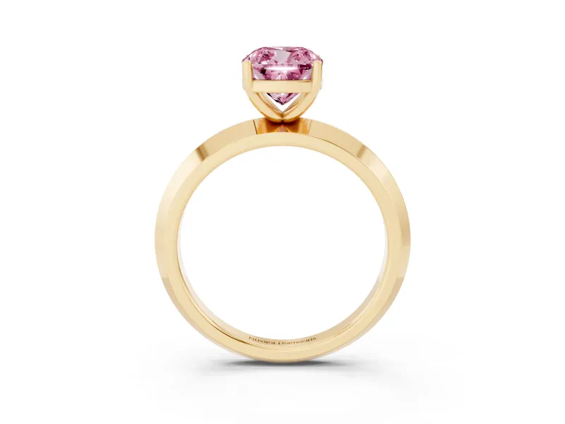 Cushion Cut Knife-Edge Engagement Ring Setting for a Fancy Pink Lab-Grown Diamond | Yellow Gold
