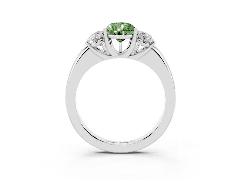 Pear-Shaped Three Stone Engagement Ring Setting for a Fancy Green Lab-Grown Diamond | Matching Side Stones | Platinum