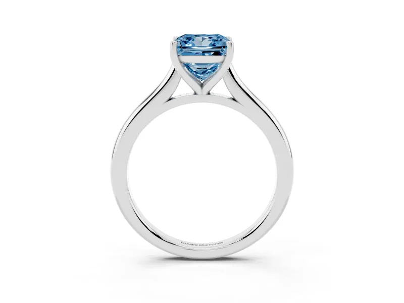 Princess Cut Cathedral Engagement Ring Setting for a Fancy Blue Lab-Grown Diamond | White Gold