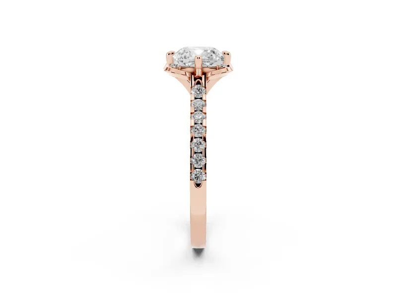Cushion Cut Floral Petal Engagement Ring Setting | Petal Accents | Rose Gold