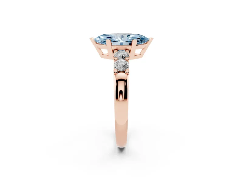 Marquise Five Stone Engagement Ring Setting for a Fancy Blue Lab-Grown Diamond | Rose Gold