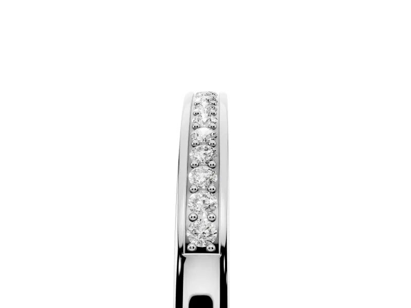 Round Diamond Half Eternity Pavé Band Set in Silver with Plain Lower Shank