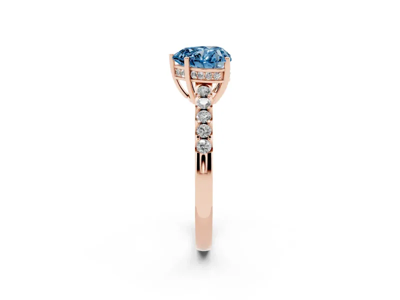 Heart-Shaped Engagement Ring Setting for a Fancy Blue Lab-Grown Diamond | Rose Gold - Design NV-24649